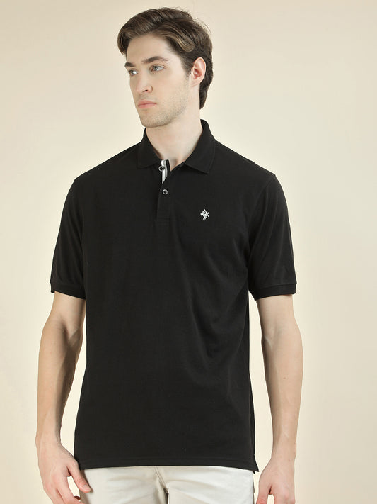 T-Shirt for Men | Breathable & Soft with Color Fastness Regular Fit Polo Neck Poly Cotton Fabric Solid Pattern