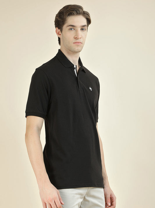 T-Shirt for Men | Breathable & Soft with Color Fastness Regular Fit Polo Neck Poly Cotton Fabric Solid Pattern