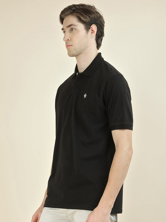 T-Shirt for Men | Breathable & Soft with Color Fastness Regular Fit Polo Neck Poly Cotton Fabric Solid Pattern