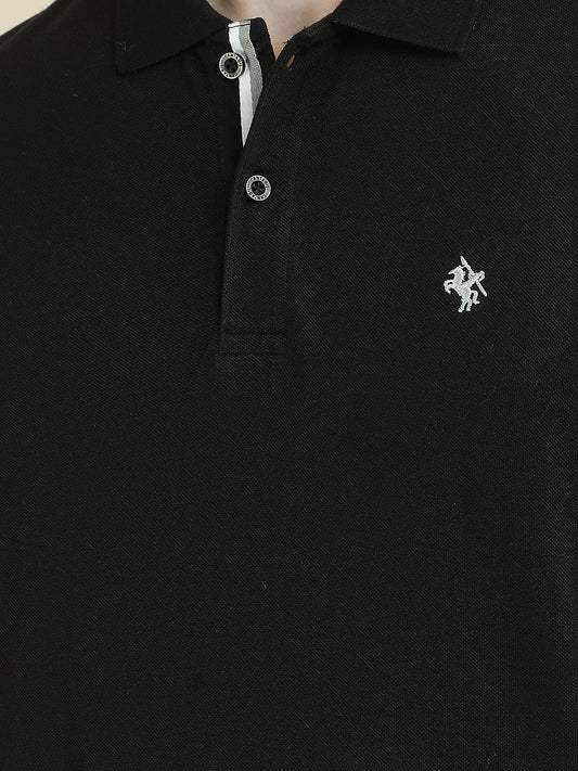 T-Shirt for Men | Breathable & Soft with Color Fastness Regular Fit Polo Neck Poly Cotton Fabric Solid Pattern