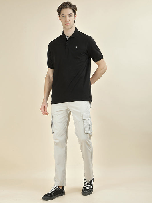 T-Shirt for Men | Breathable & Soft with Color Fastness Regular Fit Polo Neck Poly Cotton Fabric Solid Pattern