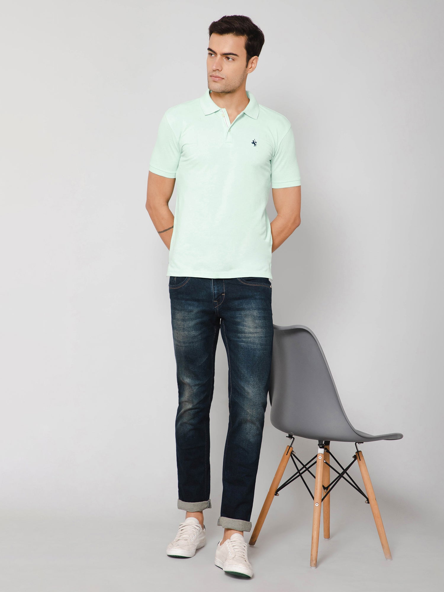 Cantabil Men Light Green T-Shirt (7114323624075)