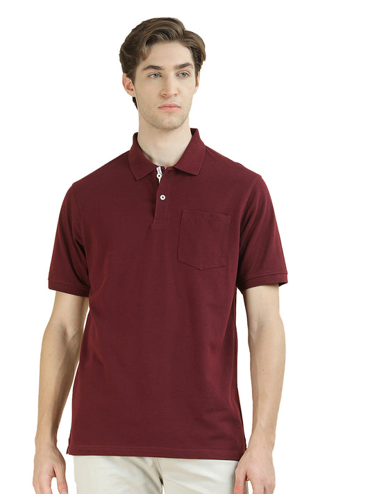 T-Shirt for Men | Breathable & Soft with Color Fastness Regular Fit Polo Neck Poly Cotton Fabric Solid Pattern
