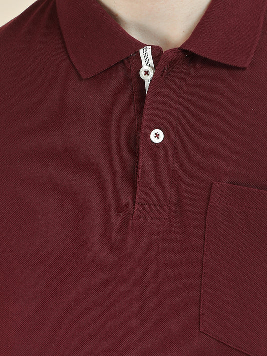 T-Shirt for Men | Breathable & Soft with Color Fastness Regular Fit Polo Neck Poly Cotton Fabric Solid Pattern