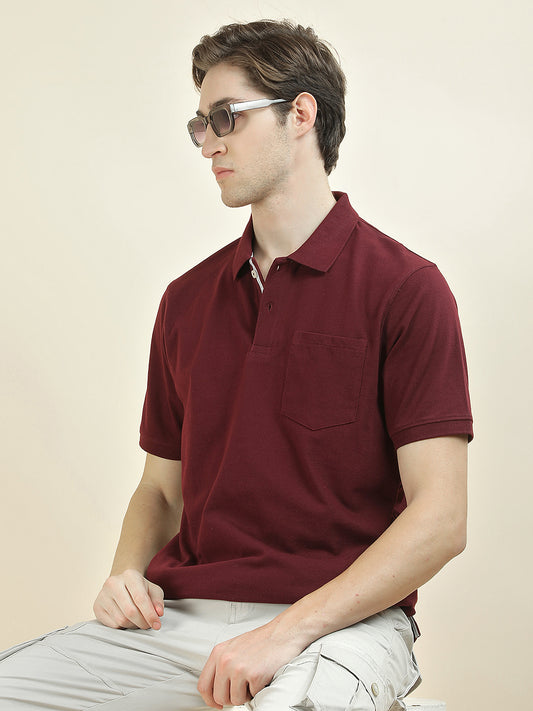 T-Shirt for Men | Breathable & Soft with Color Fastness Regular Fit Polo Neck Poly Cotton Fabric Solid Pattern