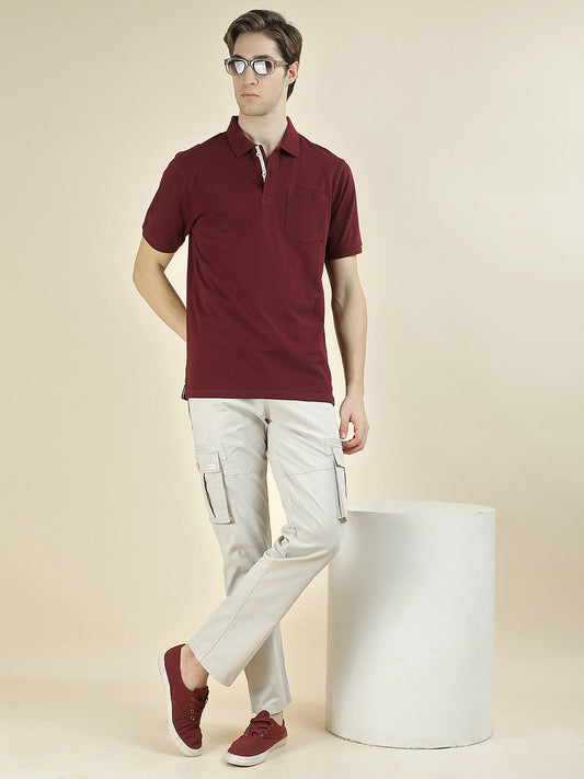 T-Shirt for Men | Breathable & Soft with Color Fastness Regular Fit Polo Neck Poly Cotton Fabric Solid Pattern