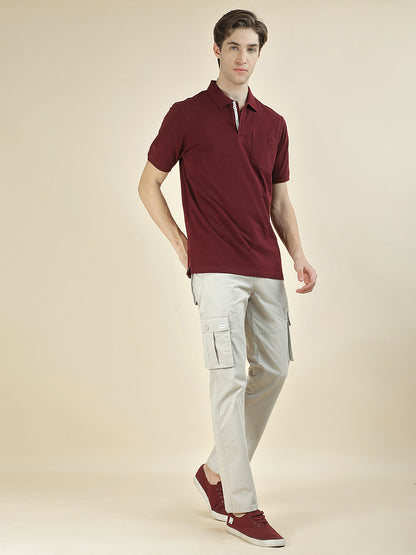 T-Shirt for Men | Breathable & Soft with Color Fastness Regular Fit Polo Neck Poly Cotton Fabric Solid Pattern
