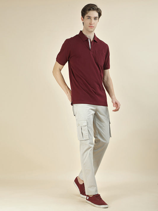 T-Shirt for Men | Breathable & Soft with Color Fastness Regular Fit Polo Neck Poly Cotton Fabric Solid Pattern