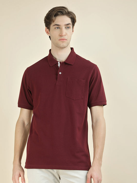 T-Shirt for Men | Breathable & Soft with Color Fastness Regular Fit Polo Neck Poly Cotton Fabric Solid Pattern