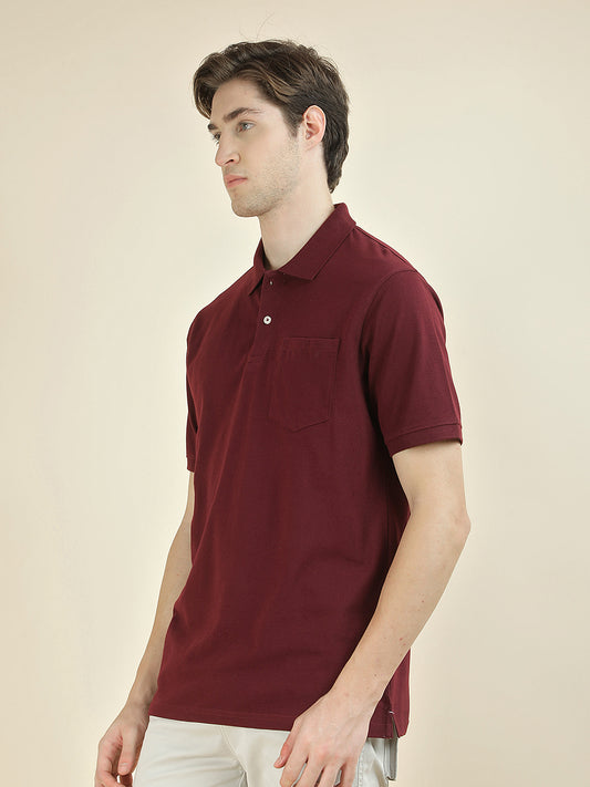 T-Shirt for Men | Breathable & Soft with Color Fastness Regular Fit Polo Neck Poly Cotton Fabric Solid Pattern