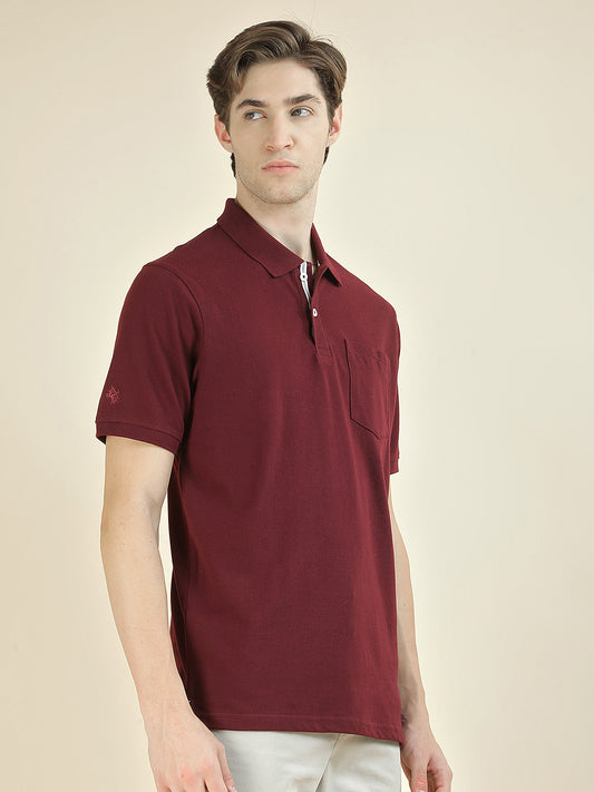 T-Shirt for Men | Breathable & Soft with Color Fastness Regular Fit Polo Neck Poly Cotton Fabric Solid Pattern