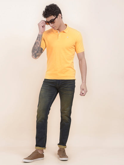 Men's Yellow Regular Fit Solid Half Sleeve Casual T-Shirt