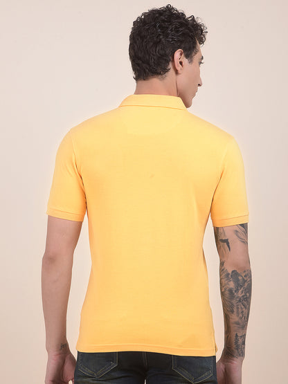 Men's Yellow Regular Fit Solid Half Sleeve Casual T-Shirt