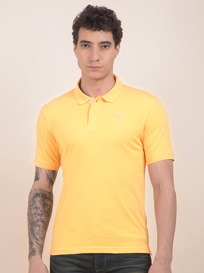 Men's Yellow Regular Fit Solid Half Sleeve Casual T-Shirt