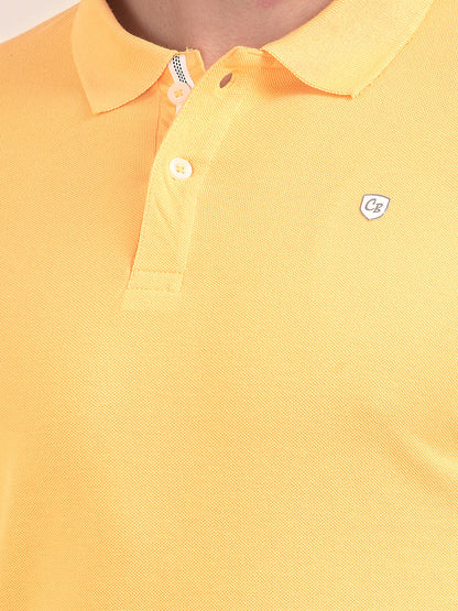 Men's Yellow Regular Fit Solid Half Sleeve Casual T-Shirt