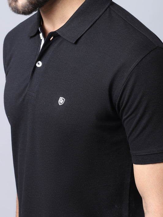 Men's Black Regular Fit Solid Half Sleeve Casual T-Shirt