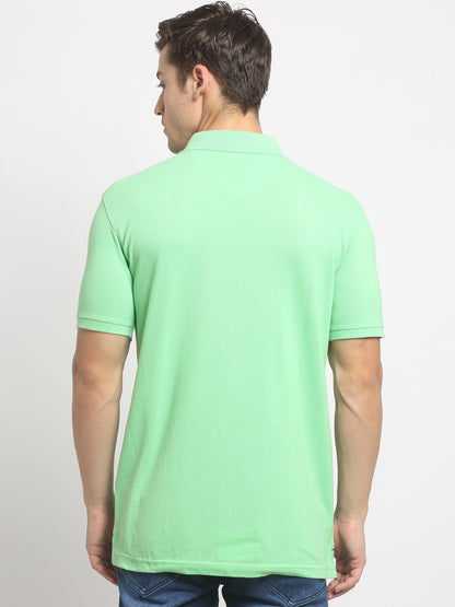 Cantabil Men Light Green Casual Polo Neck T-Shirt (7149019562123)