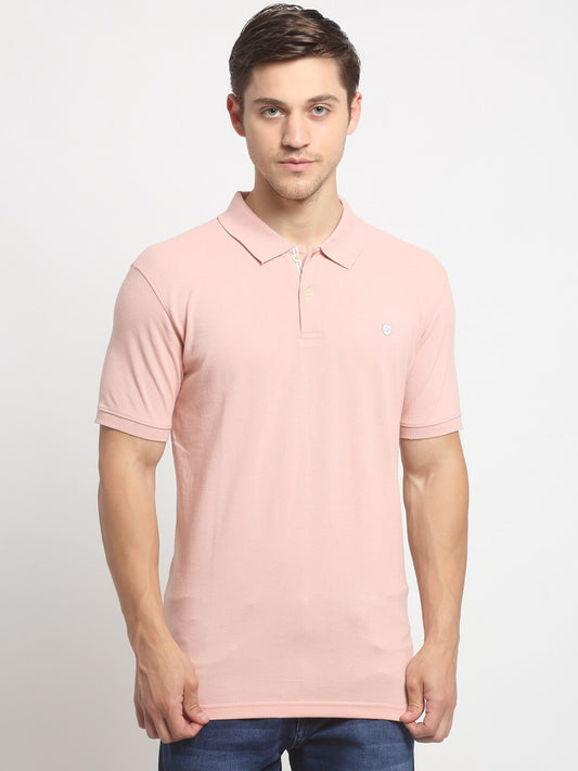 Men's Pink Regular Fit Solid Half Sleeve Casual T-Shirt