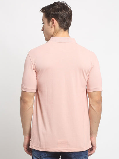 Men's Pink Regular Fit Solid Half Sleeve Casual T-Shirt
