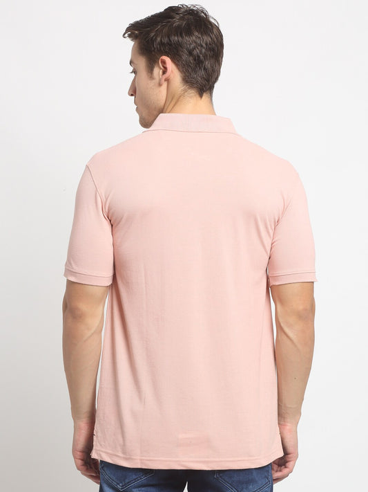 Men's Pink Regular Fit Solid Half Sleeve Casual T-Shirt