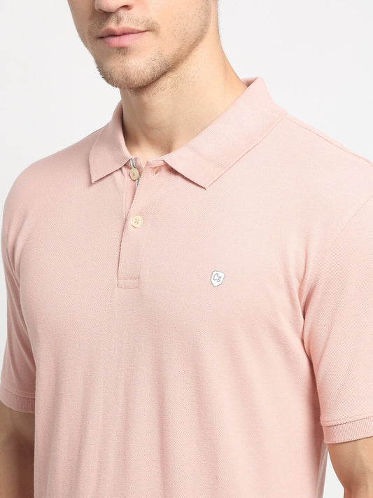 Men's Pink Regular Fit Solid Half Sleeve Casual T-Shirt