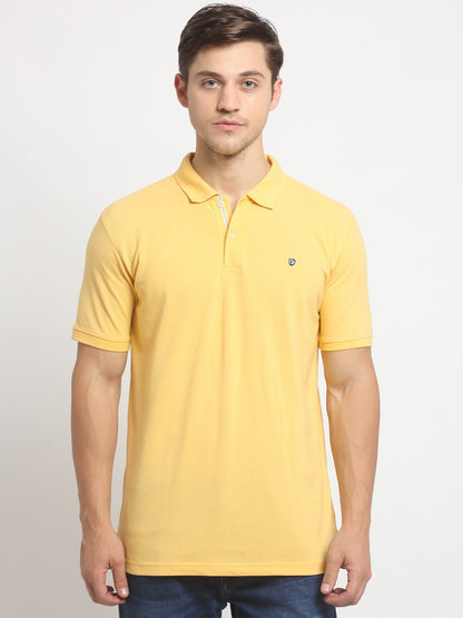 Men's Yellow Regular Fit Solid Half Sleeve Casual T-Shirt