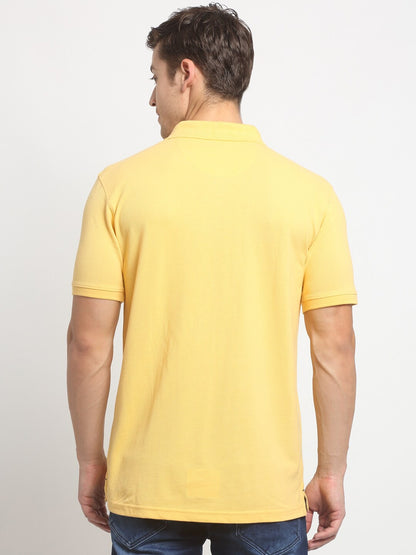 Men's Yellow Regular Fit Solid Half Sleeve Casual T-Shirt