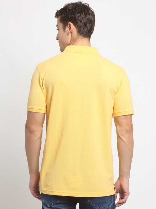 Men's Yellow Regular Fit Solid Half Sleeve Casual T-Shirt