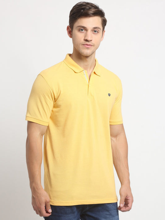 Men's Yellow Regular Fit Solid Half Sleeve Casual T-Shirt