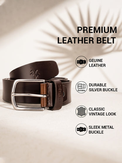 Men's Burgundy Solid Formal Belt