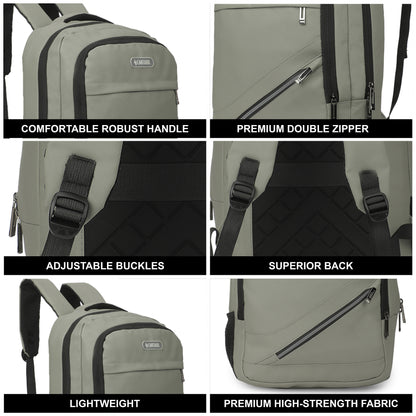 Cantabil 14 Litre Laptop Backpack Upto 18 inchs Laptop for School, Office, College & Travel Bag for Men and Women (Grey) | 4 Compartments, Side Pocket, Padded Shoulder Strap, Smooth-Glide Zippers
