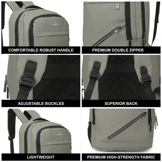 Cantabil 14 Litre Laptop Backpack Upto 18 inchs Laptop for School, Office, College & Travel Bag for Men and Women (Grey) | 4 Compartments, Side Pocket, Padded Shoulder Strap, Smooth-Glide Zippers