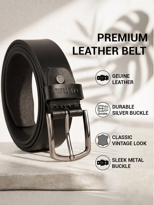 Men's Black Solid Formal Belt