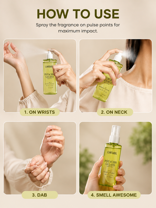 Desserts of the World Body Spray Gift Set | Pack of 4x50ml | Pistachio, Caramel, Coffee &Vanilla