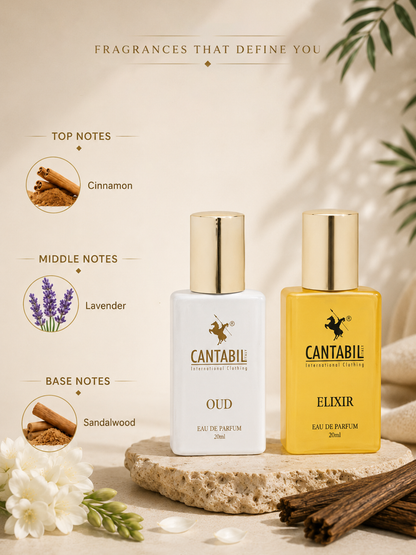Luxury Long Lasting Elixir & Oud Perfume for Men & Women | 2x20ml with Cinnamon, Lavender & Sandalwood | Eau De Parfum