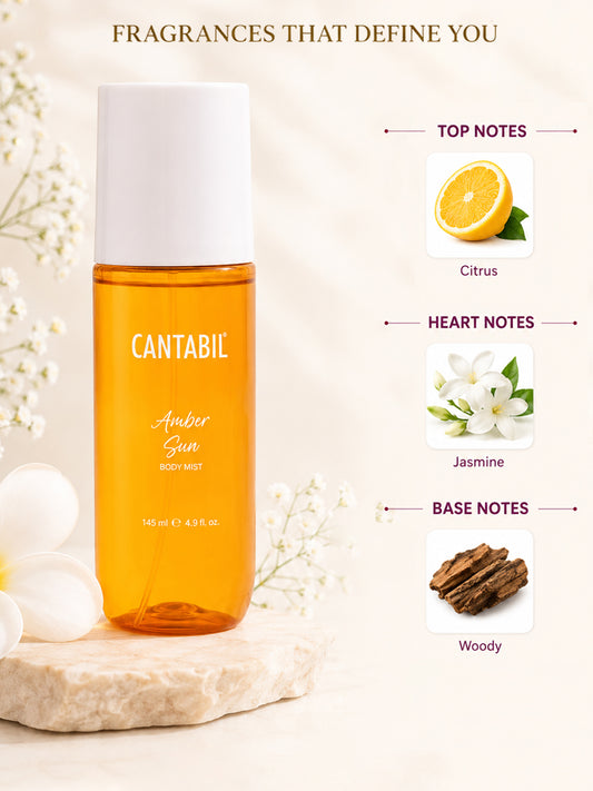 Cantabil Unisex Amber Sun Long Lasting Body Mist 145ml