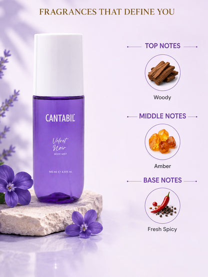 Cantabil Unisex Velvet Noir Long Lasting Body Mist 145ml