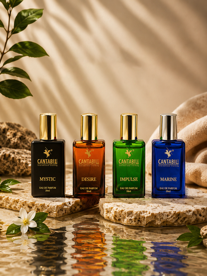 Luxury Long Lasting Impulse, Desire, Mystic & Marine Perfume for Men & Women | 4x20ml with Lemon, Jasmine & Musk | Eau De Parfum