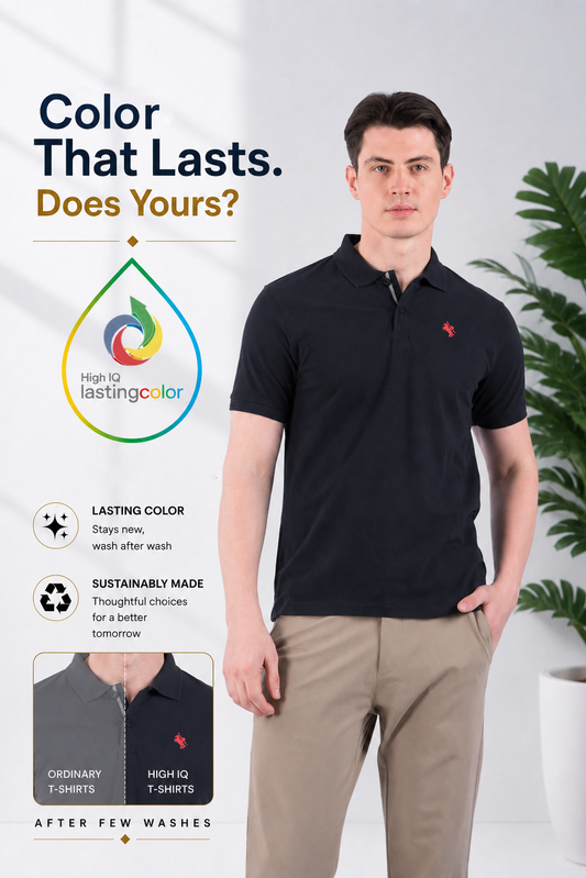 T-Shirt for Men | Breathable & Soft with Color Fastness Regular Fit Polo Neck Poly Cotton Fabric Solid Pattern