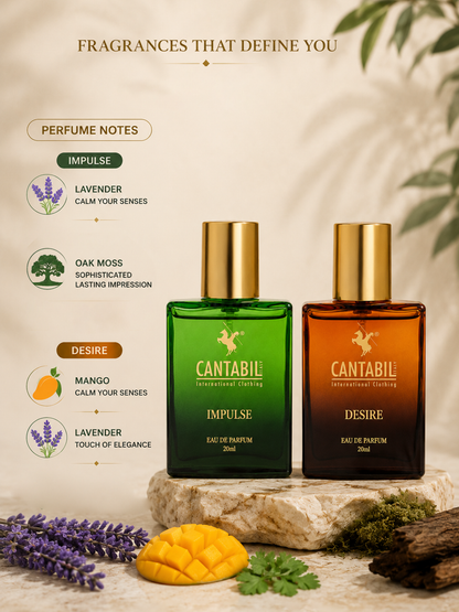 Luxury Long Lasting Impulse & Desire Perfume for Men & Women | 2x20ml with Mango, Lavender & Oak Moss | Eau De Parfum