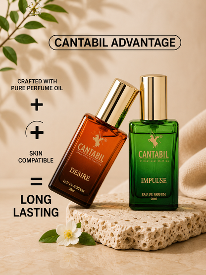 Luxury Long Lasting Impulse & Desire Perfume for Men & Women | 2x20ml with Mango, Lavender & Oak Moss | Eau De Parfum