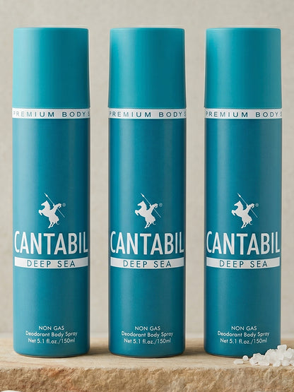 Cantabil Unisex Deep Sea Deodorant Spray Pack of 3 | 450ml