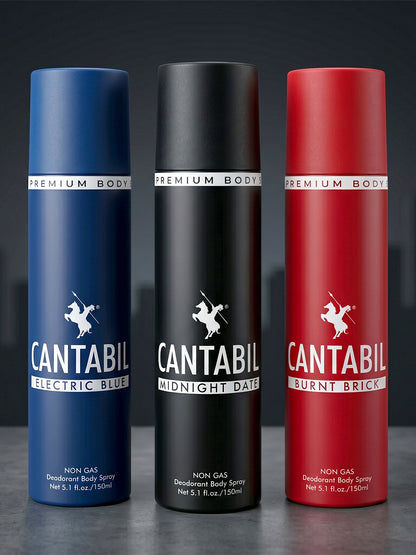 Burnt Brick ,Electric Blue, Midnight Date Unisex Long Lasting No Gas Deodorant Spray  -  For Men & Women (450 ml, Pack of 3)