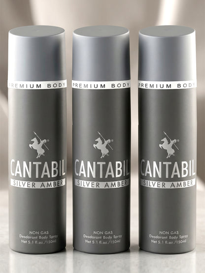 Silver Amber Unisex Deodorant Body Sprays (450ml Pack of 3)