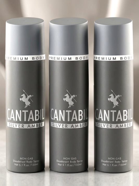 Silver Amber Unisex Deodorant Body Sprays (450ml Pack of 3)