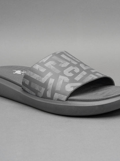 Men's Grey Printed Sliders
