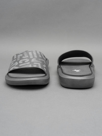 Men's Grey Printed Sliders