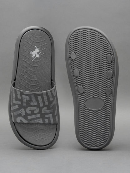 Men's Grey Printed Sliders