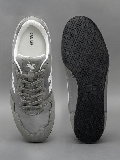Men’s Grey Striped Casual Sneakers