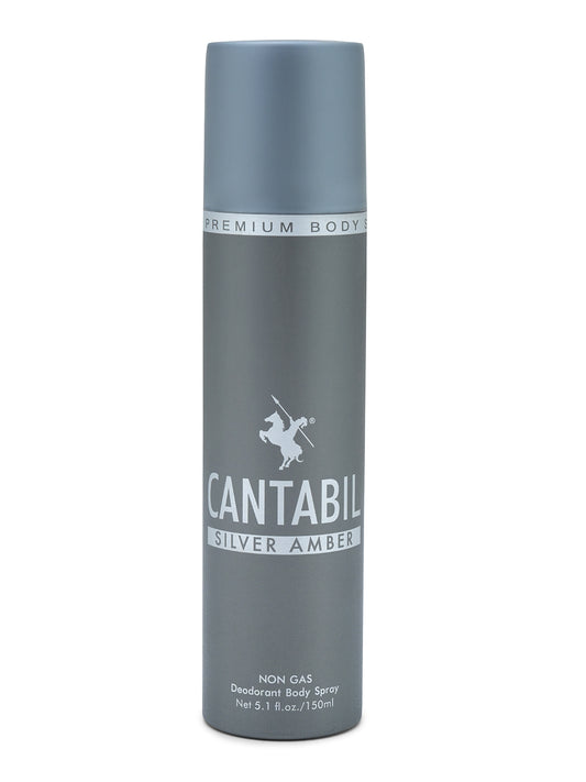Cantabil Unisex Silver Amber Deodorant Spray Pack of 3 | 450ml